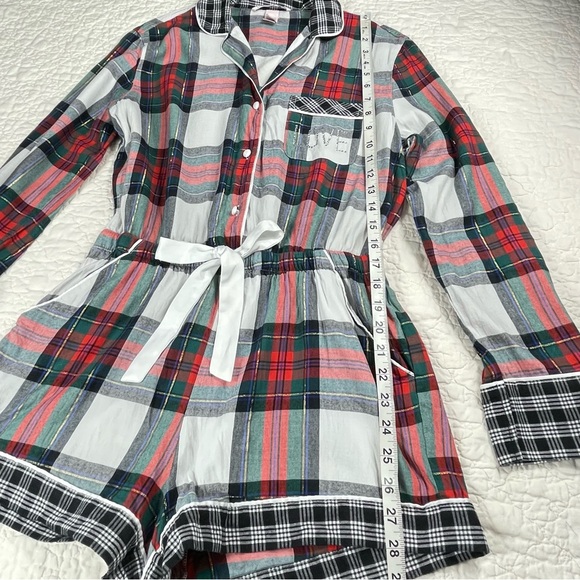 🔥NWOT Victoria’s Secret Plaid Red Green White Flannel Pajama Romper Women Sz S - Picture 9 of 16